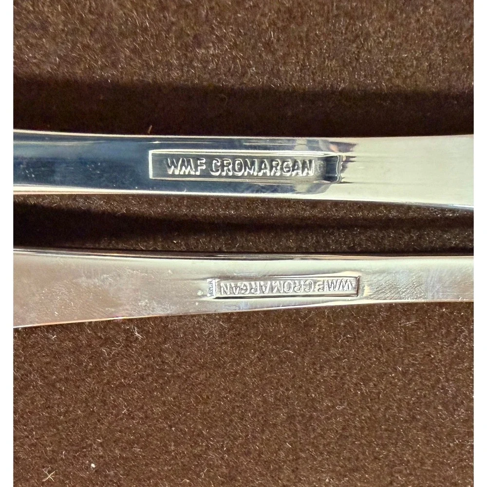 Vintage WMF Hanse Fish Serving Set Salad Servers Cromargan Stainless Germany Box